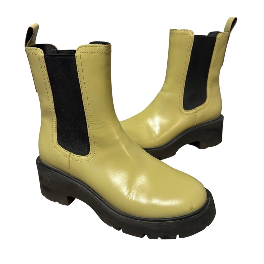 Camper Yellow/Green Leather Chelsea Ankle Boots with Black Elastic - Picture 4 of 8
